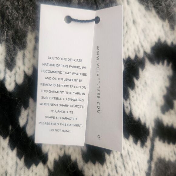 NWT Velvet Fair Isle Alpaca Wool Sweater Size S Alexa Grey NEW Made in Peru - Picture 6 of 9
